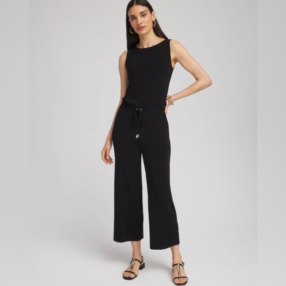 Chico's Pants - NWT Chicos Travelers Sleeveless Tie Waist Wide Leg Jumpsuit Size 3/XL Stretch